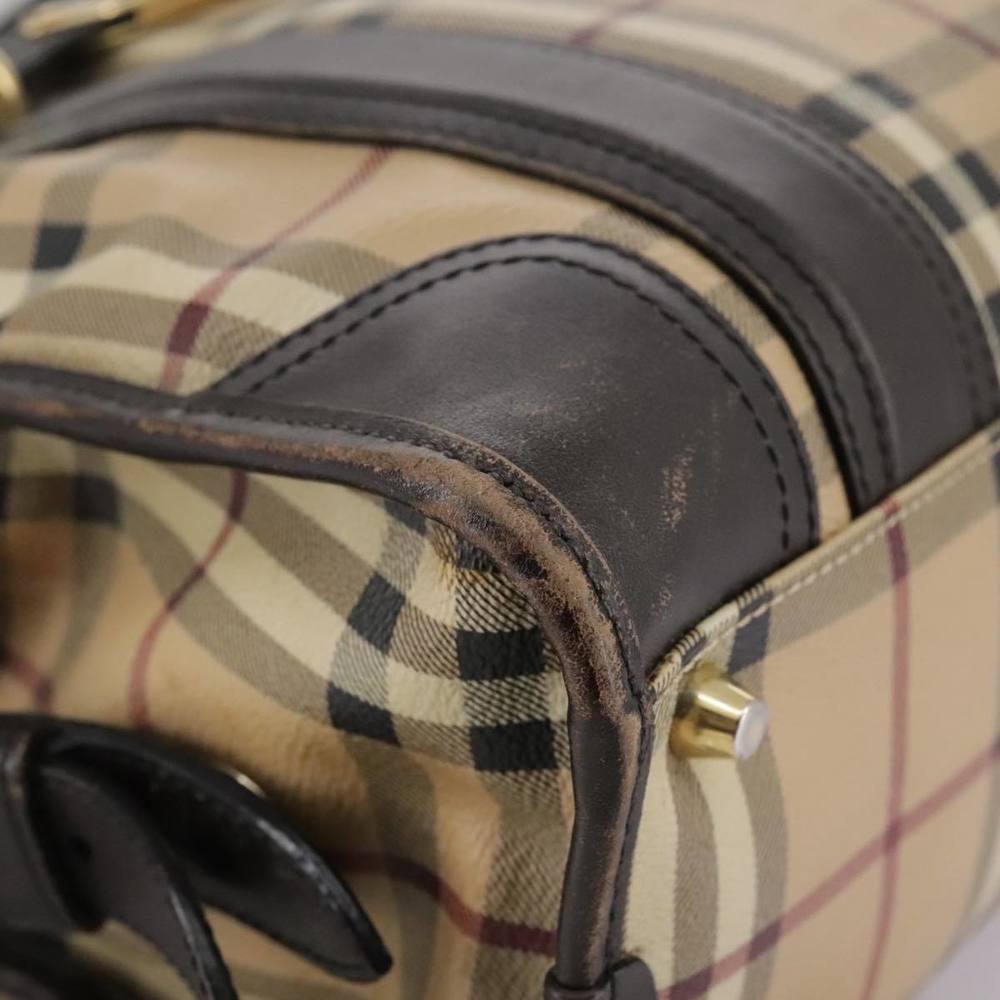 BURBERRY Nova Check Hand Bag PVC Leather 2way Beige Auth 105764 - Picture 9 of 16